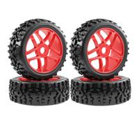 OZLZHJ 4pcs 115mm 1/8 RC Off-Road Buggy Car Wheel Tire Tyre 17mm Hex For ARRMA Typhon Talion TRAXXAS HSP Redcat Losi HPI Kyosho RC Car(Red)