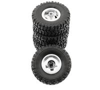 OZLZHJ 4PCS Tires & Wheels Rims Remote Control Cars Accessories For 1/16 WPL RC Car Upgrade Parts(Black Silver)