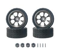OZLZHJ Rubber Tire Metal Wheel Tires Rally Wheels For MJX 14302 14301 1/14 RC Car Upgrade Parts(Grå)