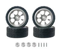 OZLZHJ Rubber Tire Metal Wheel Tires Rally Wheels For MJX 14302 14301 1/14 RC Car Upgrade Parts(Silver)