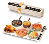OZMI Food Warming Mat, Silicone Electric Warming Tray with 9 Level Temperature, Foldable Heating Tays for Food with 6 Hours Timer, Portable Countertop Food Warmer for Parties Buffets Home, Beige