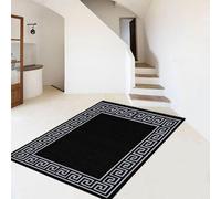 OZMIC Carpet Runners Duty Kitchen Mat Jute Rug Non Slip Mat Thick Short Pile Rug for Entrance Front Back Door mats for kitchen floor, Bedroom Rugs Small - Black Grey Pattern Rug, 60 x 110 cm