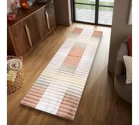 OZMIC Carpet Runners Kitchen Mats Non Slip Washable Door Mats Indoor Beautiful Design Stripe Patterned Distressed Low Pile Rug for Living Room Bedroom Hallways - 60 x 110 cm, Antrasite Brown