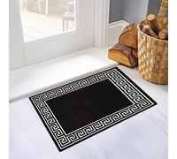 OZMIC Door Mats Indoor Heavy Duty Non Slip Jute Backing Flatweave Rug Washable Door Mat - Thick Low Pile Front Door Mat inside Small Rugs for Kitchen Floor Mat - 40 x 60 cm, Black & White