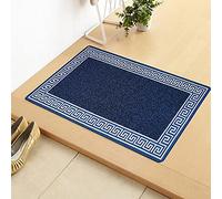 OZMIC Door Mats Inside Non Slip Super Absorbent Heavy Duty Washable Bath Mat - Jute Back Floor Mats for Kitchen Office Chair Front Doormat Indoor | 40 X 60 cm - Greekey Blue & Cream