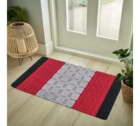 OZMIC Door Mats Outdoor- Waterproof Mats For Floors With Gel Back Mat - 40 X 60 cm, Black Red Door Mat - Non Slip Washable Small Geometric Pattern Runner Rug Floor Mats For Kitchen