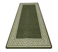 OZMIC Doormats Inside Washable Large Rug for Entrance Kitchen Rugs Non slip Dog Pet Muddy Paws Floor Protector Carpet Runner Hallway Hall Kitchen jute Rug| 66 X 120 cm - Greekey Green & Cream
