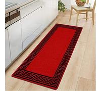 OZMIC Doormats Inside Washable Large Rug for Entrance Kitchen Rugs Non slip Dog Pet Muddy Paws Floor Protector Carpet Runner Hallway Hall Kitchen jute Rug| 66 X 120 cm - Greekey Red & Black