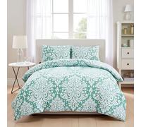 OZMIC Duvet Covers King Size Beds Luxury Anti-Allergy Kingsize Bedding Sets 3 Piece Include Floral PrintedPoly Cotton Duvet Cover King Size, 2 Pillow Cover - Royal Damask Green