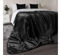 OZMIC Fluffy Blanket Bed Throw King Size Blanket 2 Ply Reversible Solid Designs Warm Thick Blankets for winter - Super Soft Throw Washable Large Heavy Weighted Cosy Blanket (Black, 150 cm x 200 cm)