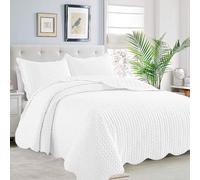 OZMIC Luxury Bedspread Super King Size Grey - Stylish Matt Finish Lightweight Reversible Embossed Pattern Bedspread - 3 Piece Bed Spread Throw - 250 X 270 cm + 2 Pillow Shams