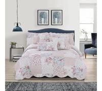 OZMIC Patchwork Quilt Bedspreads King Size Bedding - 3Piece Box Pattern Thick Cotton Filling Decorative Stitch Blanket Bed Throw With 2 Matching Pillow Cover Set - Meadow