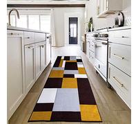 OZMIC Runner Rug For Hallway - Brown Beige Runner Rug, 80 X 300 cm - Heavy Duty Geometric Pattern Dog Mats For Muddy Paws Kitchen Floor Mat