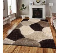 OZMIC Shaggy Runner Rugs For Hallway Kitchen Rugs Non Slip Washable - Brown Beige Cream - 80 X 150 Cm - Super Soft Dense Pile Non Shed Fluffy Rug for Bedroom Shaggy Rugs for Living room