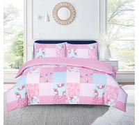 OZMIC Super King Size Duvet Cover Sets - Coverless Quilt Covers 3 Piece Cotton Bedding Sets Floral Printed Duvet Covers Super King Size with Matching 2 Pillowcases - Grey Pink