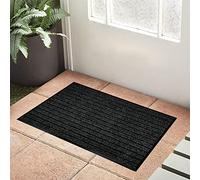 OZMIC Waterproof Door Mats Outdoor - PVC Backing Muddy Paws Shoe Scraper Bath Mat Non Slip Mud Kitchen Rug Washable Door Mat - 45 x 75 cm, Black