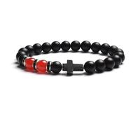 OZMMDA Crystal Bracelets For Women,Natural Gemstone Crystal Bracelets, Red Agate Tiger Eye Reiki Yoga Bracelet,Cross Lucky Charm Stretch Bracelet For Women Men