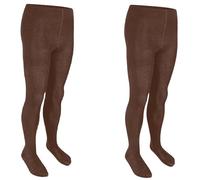 Ozmoint 2-Pack Cotton Rich Tights - Brown Girls’ Tights with Ribbed Top, Flat Toe Seam, Superior Shape Retention (UK, Numeric, 13, Regular, Regular, Brown)
