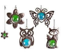 Ozmoint 4 Pack Metal Bronze Garden Hanger With Glass Ball | Suncatchers | Garden Indoor Outdoor Decoration