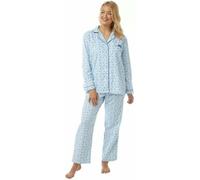Ozmoint Holly 100% Brushed Cotton Wincyette Pyjamas by Lady Olga Soft, Warm & Classically Comfortable Nightwear for Women (UK, Alpha, M, Regular, Regular, Blue)