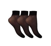 Ozmoint Ladies 15 Denier Sheer Comfort Top Anklets - Ankle Highs - Pop Socks - Pack of 3 Pairs by Joanna Gray (UK, Alpha, One Size, Regular, Regular, Barely Black)