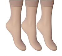 Ozmoint Ladies 15 Denier Sheer Comfort Top Anklets - Ankle Highs - Pop Socks - Pack of 3 Pairs by Joanna Gray (UK, Alpha, One Size, Regular, Regular, Natural)