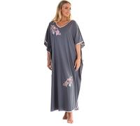 Ozmoint Ladies Embroidered Jersey Kaftan - Large Fitting, One in Black, Grey, Purple - Comfortable & Stylish by Lady Olga (UK, Alpha, One Size, Regular, Regular, Grey)