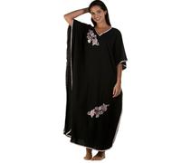 Ozmoint Ladies Embroidered Jersey Kaftan - Large Fitting, One in Black, Grey, Purple - Comfortable & Stylish by Lady Olga (UK, Alpha, One Size, Regular, Regular, Black)