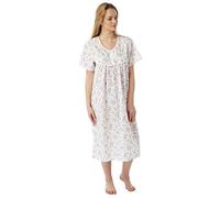 Ozmoint® Ladies Poly Cotton Floral Sprig Short Sleeve Nightdresses by Marlon (Pink, 16-18)