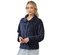 Ozmoint® Ladies Sweet Embrace Soft Feel Button Through Embossed Bed Jackets By Lady Olga (Navy, 14-16)