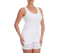 Ozmoint Lady Olga Ladies 100% Cotton Interlock Picot Edge Vests - Soft Long-Length Undervest with Scoop Neck - White (UK, Numeric, 10, 12, Regular, Regular, White)