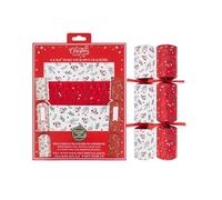 Ozmoint Make Your Own DIY Festive Christmas Crackers - Pack of 6 or 12 - includes Snaps Jokes Hats Ribbon Ties (Jolly Christmas Red/Silver Crackers Pack of 6)