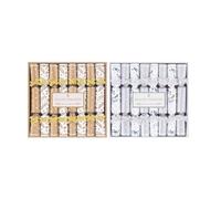 Ozmoint Mini Saucer Christmas Crackers | Box of 8 (2 Separate Designs, 2 x 8-Pack) | 4.5" Crackers with Snap & Motto | Festive Variety Pack (16, XM6797 Silver/Gold)