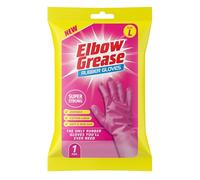 Ozmoint Multipack - Elbow Grease Super Strong Cleaning Rubber Gloves - Pink Latex Gloves, Medium 7 1/2 & Large 8 1/2, Cotton Lined, Soft & Non-Slip (1, Large)