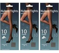 Ozmoint Pretty Legs 10 Denier High Sheen Nylon Tights - 3 Pack - Reinforced Body, Sheer Toe (UK, Alpha, M, L, Regular, Regular, Bronze Tan)