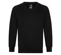 Ozmoint School Uniform Unisex Boys Girls Ladies Mens Adult Children Plain V- Neck Sweatshirt 270GSM (24"- XXL) Eleven Colours V- Neck Sweatshirts Black