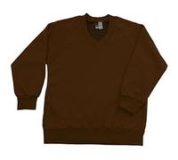 Ozmoint School Uniform Unisex Boys Girls Ladies Mens Adult Children Plain V- Neck Sweatshirt 270GSM (24"- XXL) Eleven Colours V- Neck Sweatshirts Brown