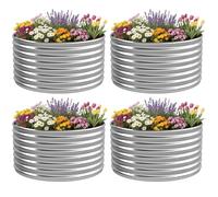 OZMSHF 4 Pack 3'Lx3'W Round Galvanized Raised Garden Bed Outdoor,Metal Garden Bed for Vegetables,Steel Raised Beds for Gardening,Above Ground Gardening Box for Flower