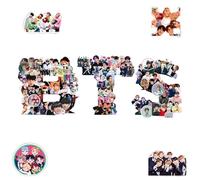 Ozmw 100 BTS Stickers Stickers, Waterproof Vinyl Kpop Stickers Set, BTS Meme Sticker, Mini Photo Sticker, BTS Merch, Gift for Fans, for Laptop Helmet, Bicycle, Jin Suga J-hope RM Jimin V Jungkook