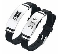 Ozmw 2 Kpop BTS Bracelets, BTS Silicone Bracelets Gifts, Adjustable, Stainless Steel, Kpop Merch Gifts, Birthday Gift, JIN SUGA J-Hope RM JIMIN V JUNGKOOK