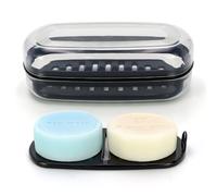 OZNER Clear Travel Soap Case - Leak-Proof Multi-Use Soap Holder with Draining Layer for Shampoo Bars, Gym, Travel & Camping （Transparent White,1 Pack）