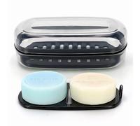 OZNER Clear Travel Soap Case - Leak-Proof Multi-Use Soap Holder with Draining Layer for Shampoo Bars, Gym, Travel & Camping （Transparent White,1 Pack）