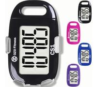 OZO Fitness Clip-on 3D Pedometer for Walking Steps Counter with Lanyard, Simple Exercise Tracker for Women and Seniors with Large Accurate Digital Display, Portable Minimalist Sports Monitor, Black