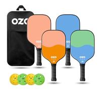 OZO Pickleball Set - 4 Paddles (2 Hybrid + 2 Control) + 4 Indoor & Outdoor Balls + Bag - Beginner Set