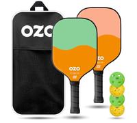 OZO Pickleball - Set of 2 paddles + 4 balls - Spark Inceptra Gelato (Beginner Control) +Indoor & Outdoor Balls + Carrying bag, Pistachio & Melon + Strawberry & Melon