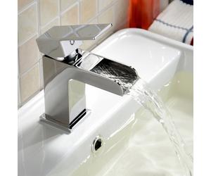Ozone Square Waterfall Bathroom Basin Sink Mono Mixer Chrome Tap *free Waste*