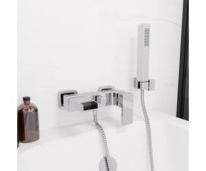 Ozone Waterfall Solid Brass Square Wall Mounted Chrome Bath Shower Mixer Tap