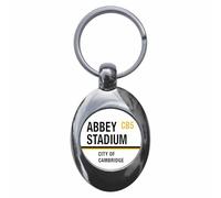 Ozorath Abbey Stadium CB5 Cambridge Road Sign Keyring with Trolley Coin | Keychain, Split Ring Attachment, Integrated Shopping Cart Token, Metal Key Fob, Gift Idea, Present, Novelty, Car, House, Flat