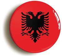 Ozorath ALBANIA ALBANIAN NATIONAL FLAG BUTTON BADGE (Size is 2inch / 50mm diameter)