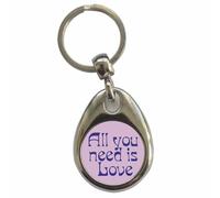Ozorath All You Need Is Love Keyring Keychain with Split Ring Attachment and Metal Key Fob